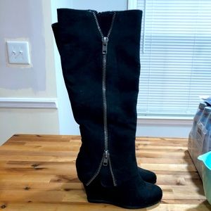 Black Wedge Boots